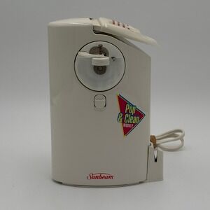 Sunbeam Vintage Pop & Clean Module‎ Electric Can Opener White Kitchen Appliance